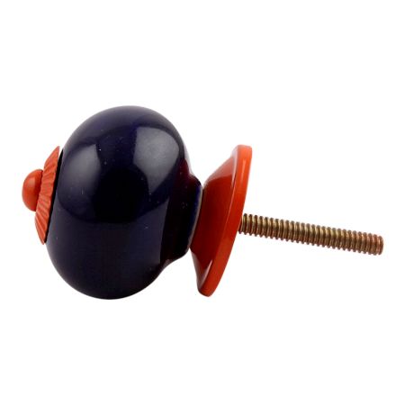 Navy Blue Round Orange Fitting Ceramic Knob
